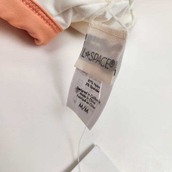 L*Space Axel Bikini Top in Cream & Orange Size Medium NWT One Shoulder - Picture 6 of 6